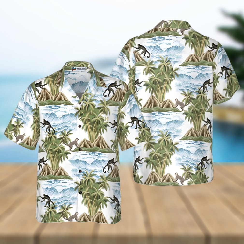 Vintage Island Palm Tree Monkey Hawaiian Shirt - Limotees