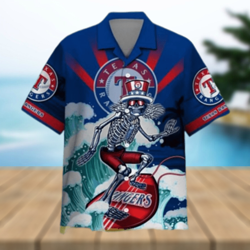 Vintage MLB Texas Rangers Grateful Dead Hawaiian Shirt - Limotees