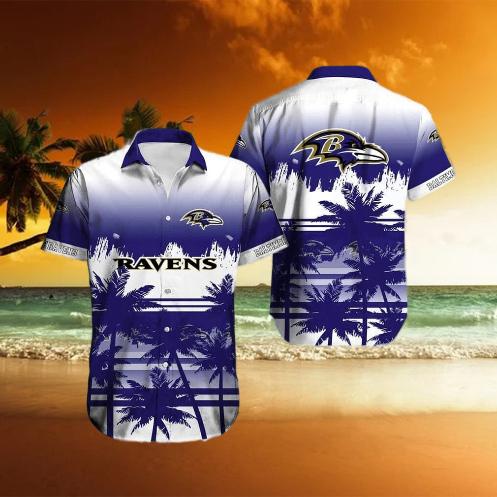 Vintage NFL Baltimore Ravens Hawaiian Shirt Palm Trees Gift For Son From Dad - Limotees