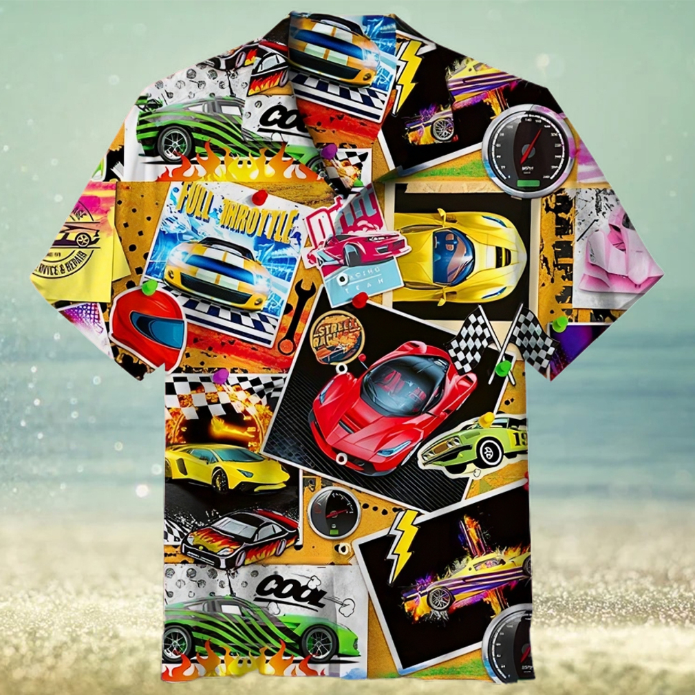 Vintage Racing Car Pattern 3D Print Hawaiian Shirt - Limotees