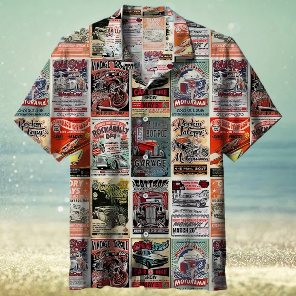 Vintage Rodding Pattern 3D All Print Hawaiian Shirt - Limotees