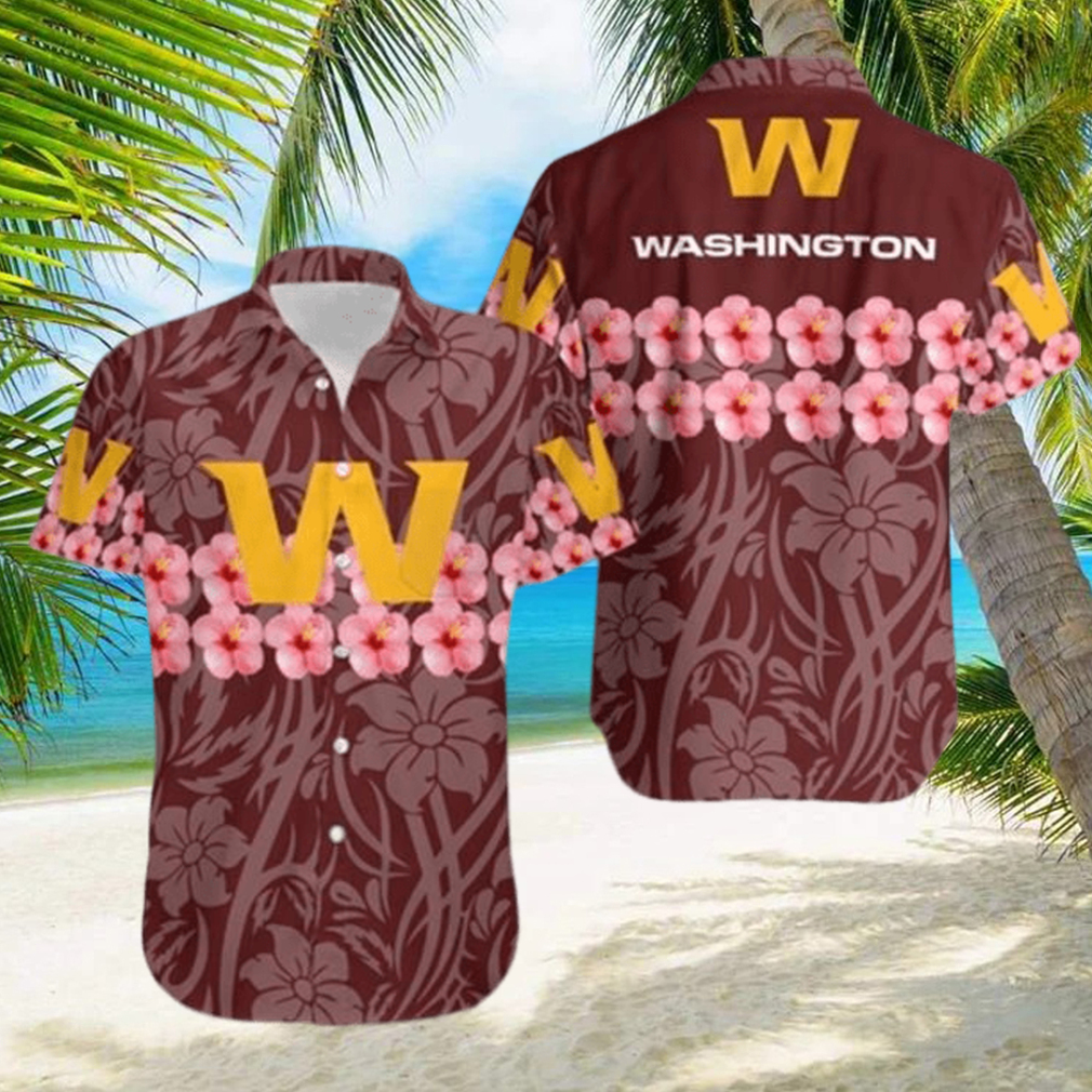 Washington Football Team Flower and Logo Hawaiian Shirt - Limotees