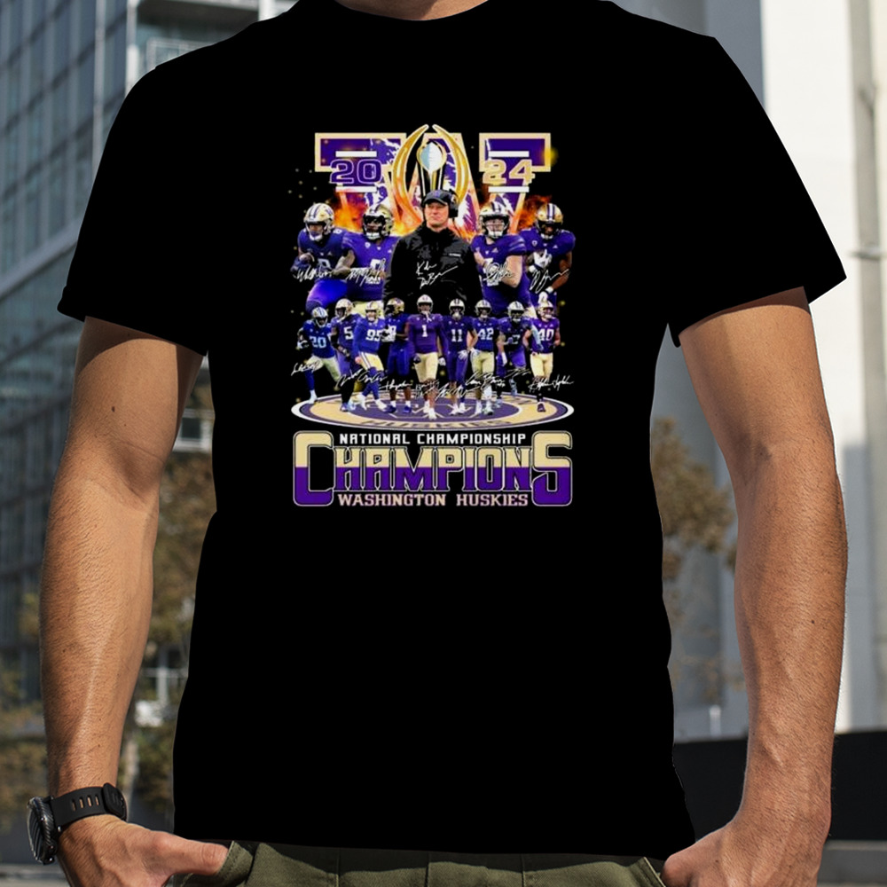 Washington Huskies College Football 2024 National Championships Champions Signatures Shirt