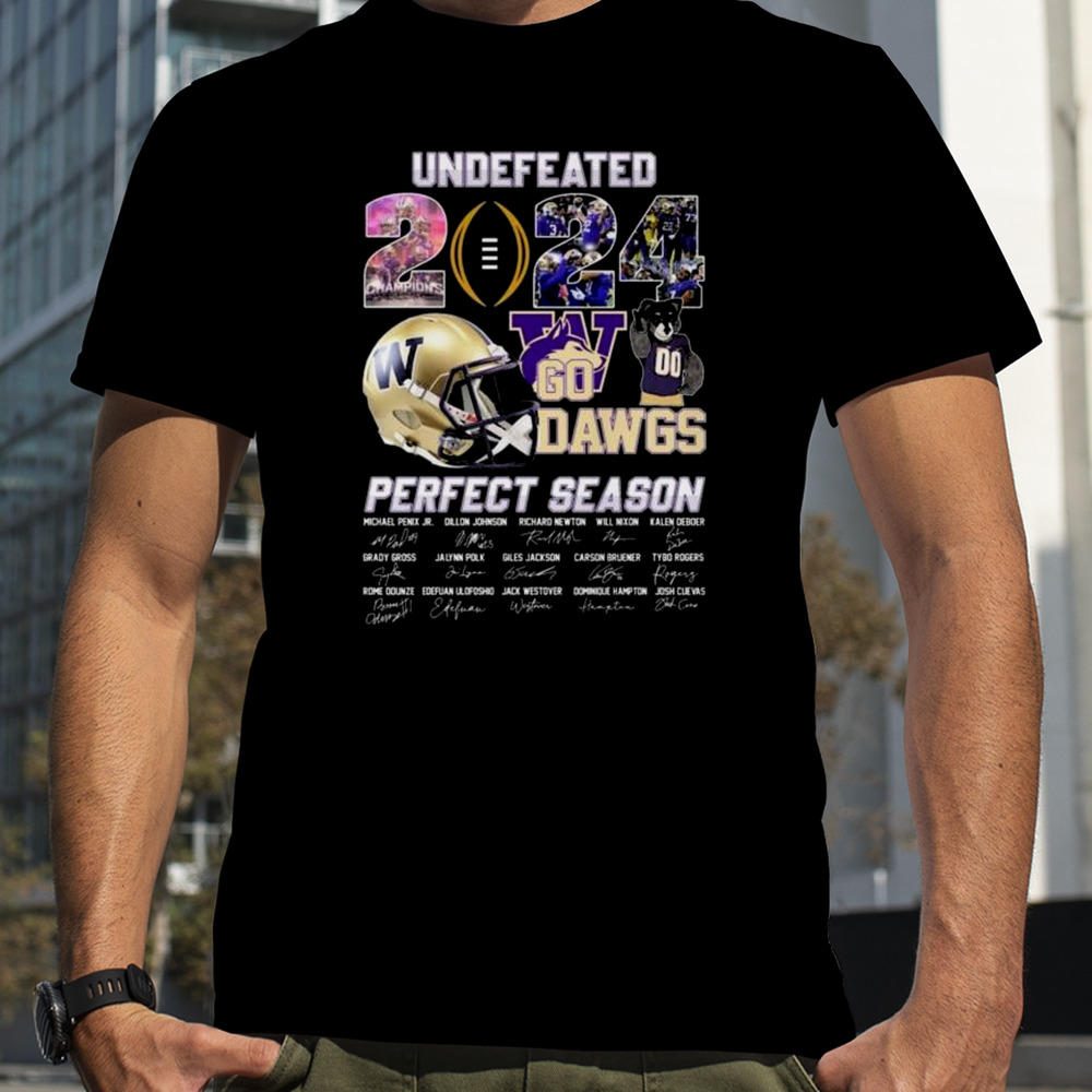 Washington Huskies Undefeated 2024 Go Dawgs Perfect Season Signatures Shirt