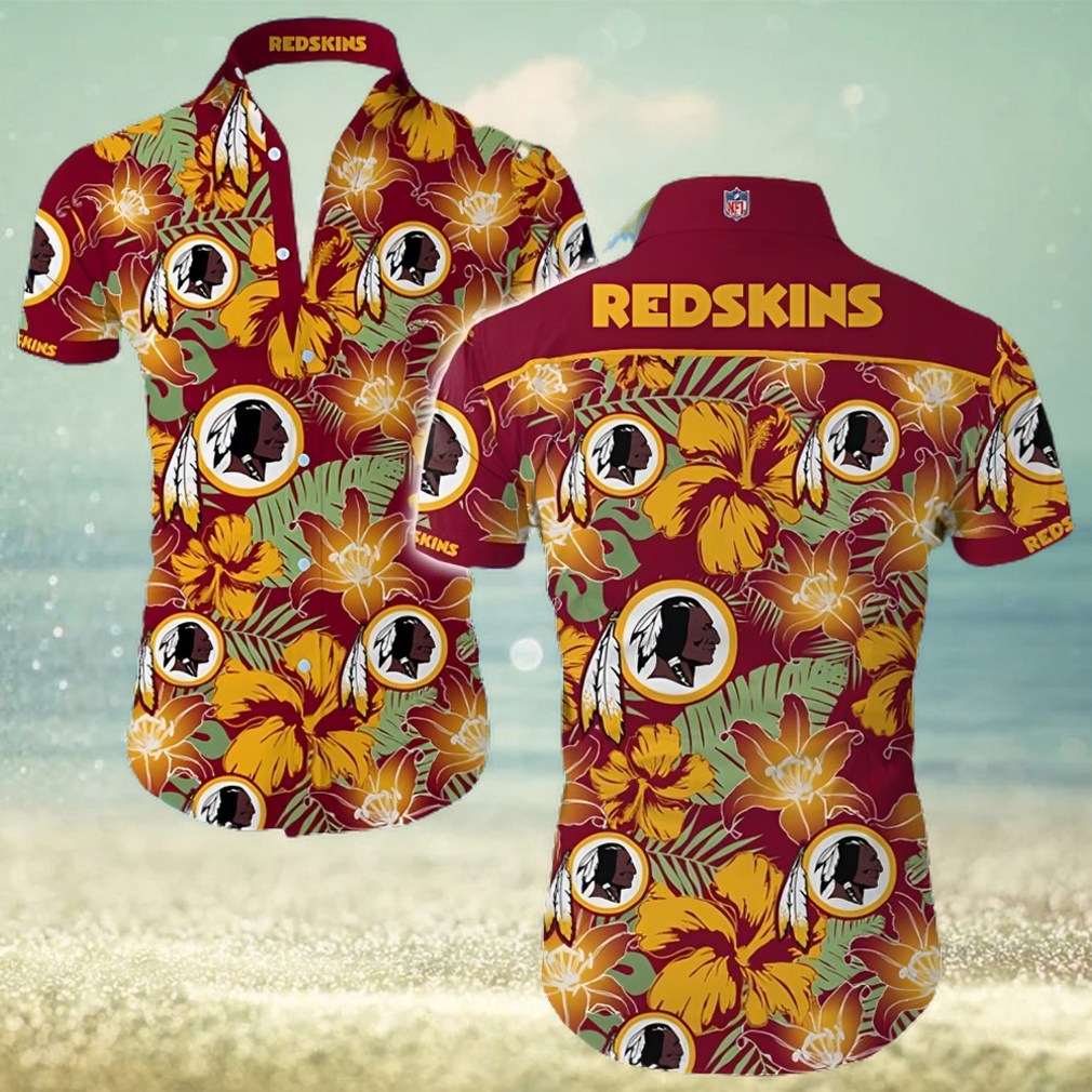 Washington Redskins Flower Red Shirt Hawaiian Summer Beach Shirt Full Print - Limotees