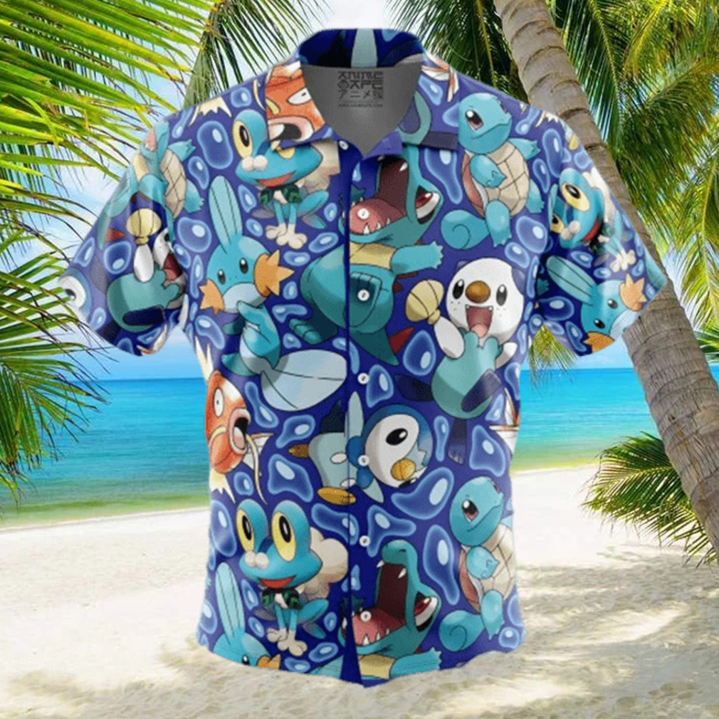 Water Type Starters Pokemon Button Up Hawaiian Shirt - Limotees