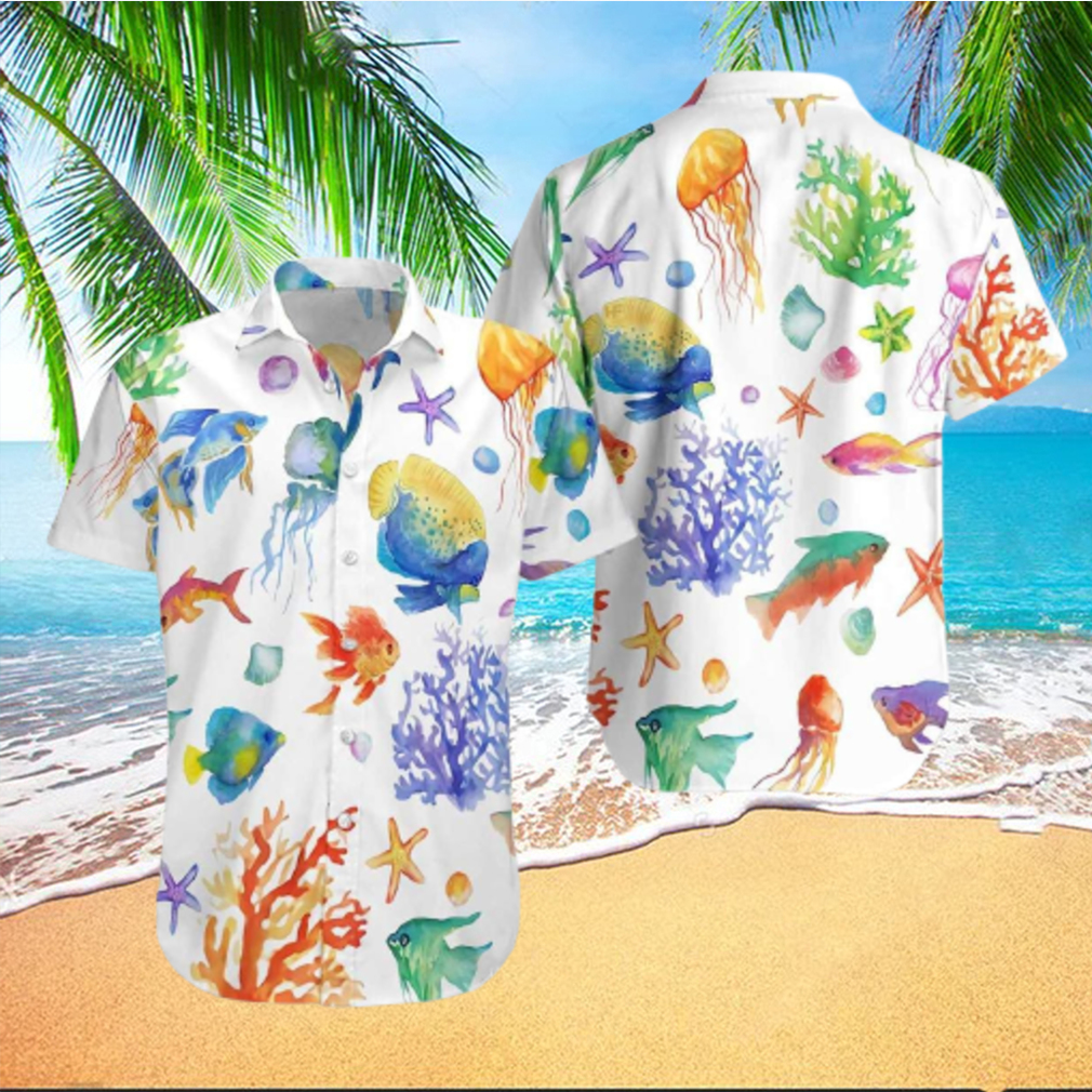 Watercolor Fish Under The Sea Hawaiian shirt - Limotees