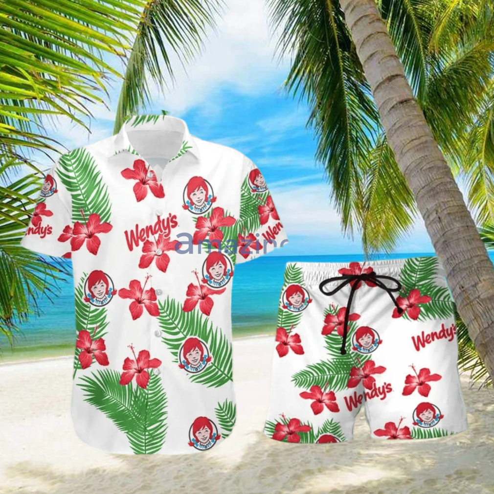 Wendy’s Hibiscus Flower Pattern Hawaiian Shirt And Short For Men And Women hawaiian shirt - Limotees