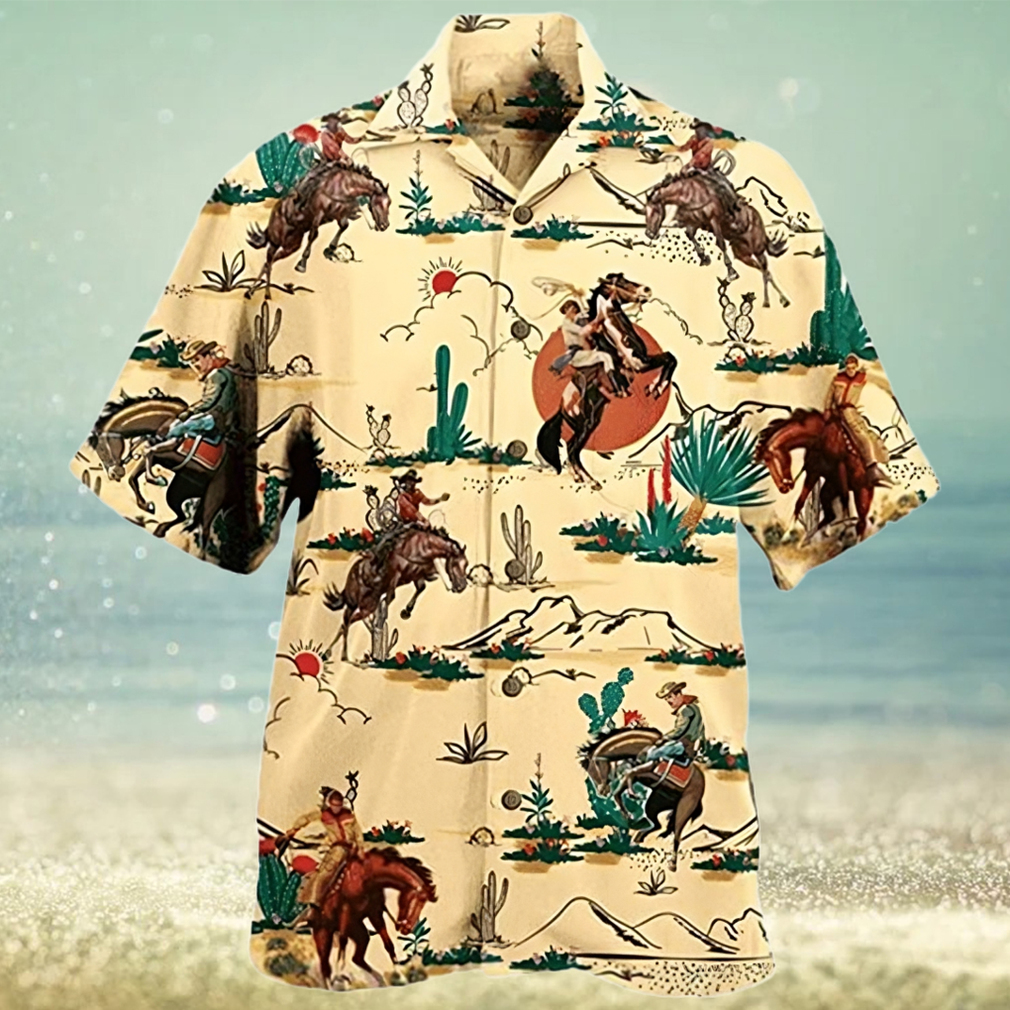 Western Cowboy Men s Hawaiian Shirt Horse Lovers Casual Short Sleeve Button Down Hawaiian Shirts - Limotees