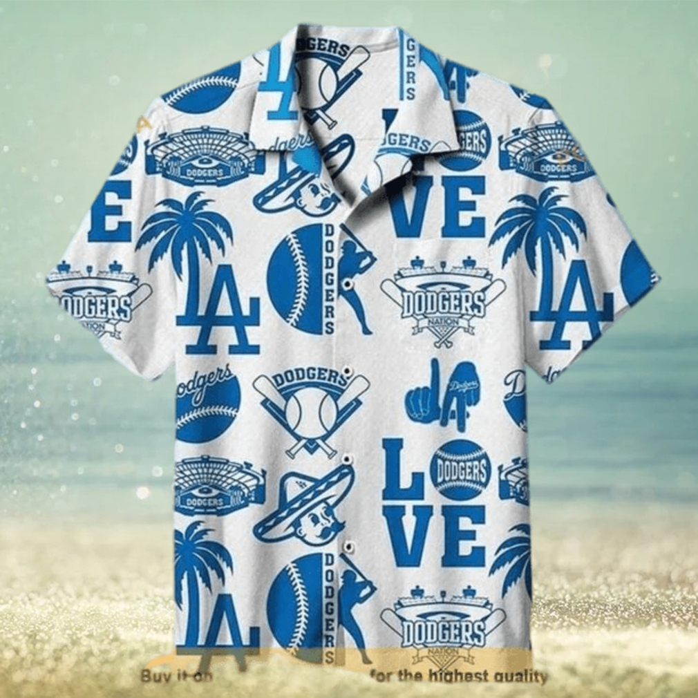 White Aloha Los Angeles Dodgers Funny Hawaiian Shirt Gift For Sport Fans - Limotees