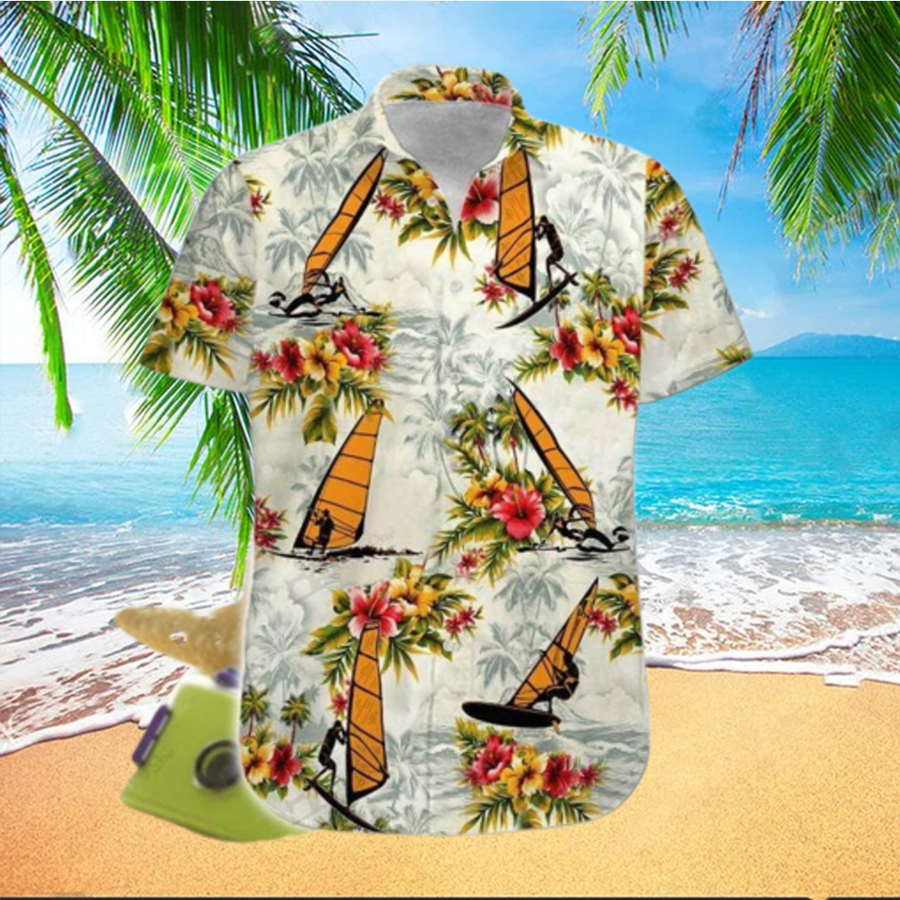 Windsurfing Yellow Tropical Flower Unisex Hawaiian Shirts - Limotees