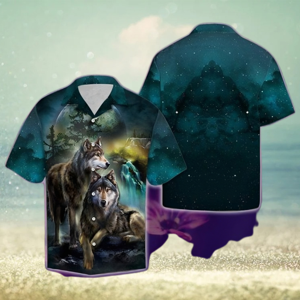 Wolf And Moon Tropical Hawaiian Shirt - Limotees