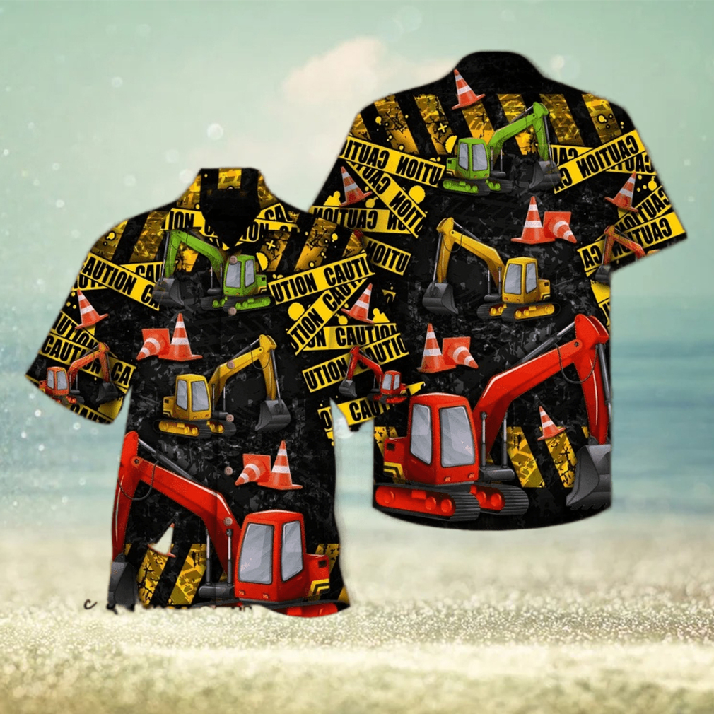 Work Hard With Excavator Aloha Hawaiian Shirts - Limotees