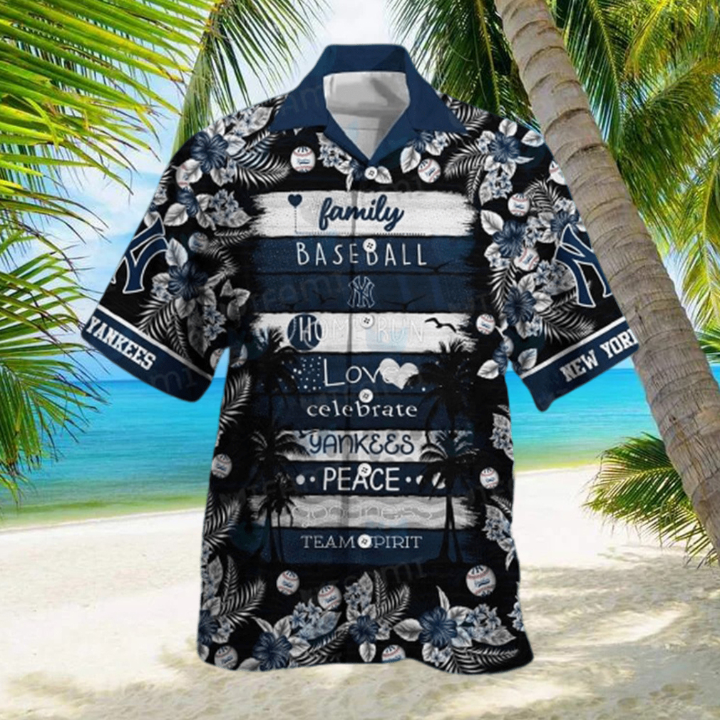 Yankees Hawaiian Shirt Baseball Love Peace New York Yankees Gift hawaiian shirt - Limotees