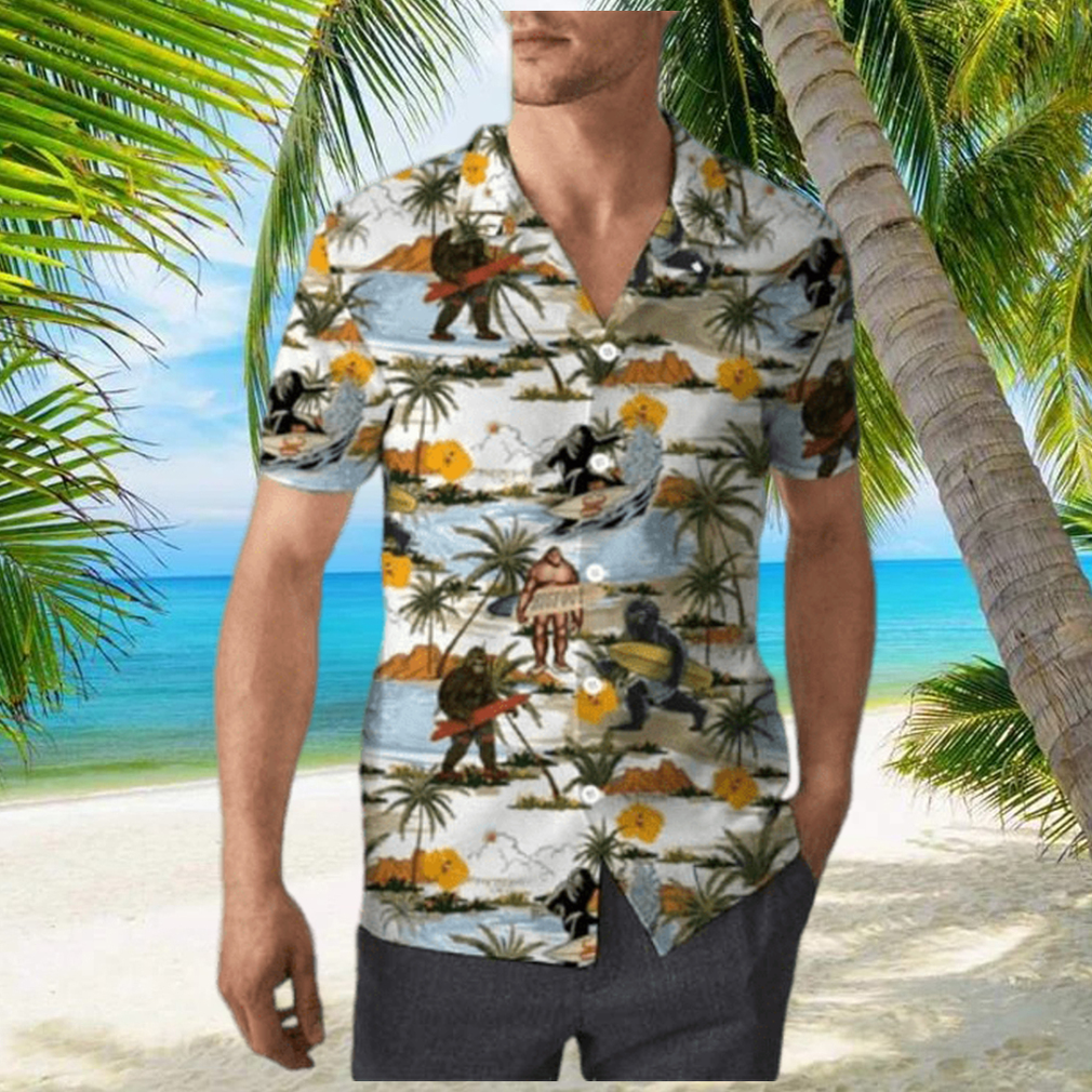 Yellow Hibiscus Bigfoot Hawaiian Shirt Beach Summer Shirt For Men - Limotees