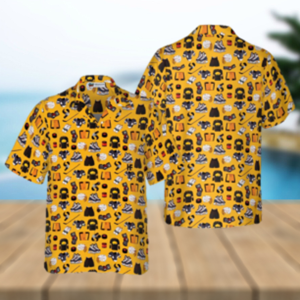 Yellow Ice Hockey Gear Hawaiian Shirt - Limotees