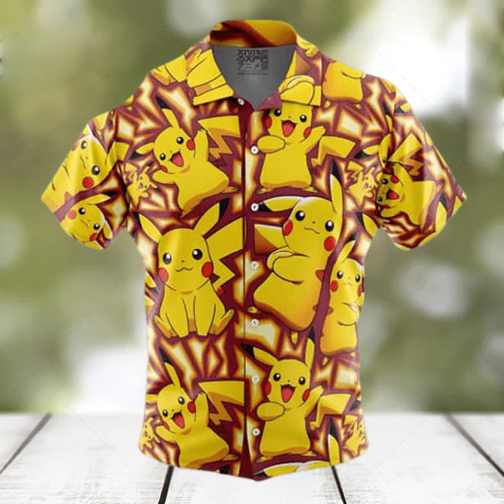 Yellow Pikachu Pokemon Anime Hawaiian Shirt Birthday Gift For Beach Lovers - Limotees