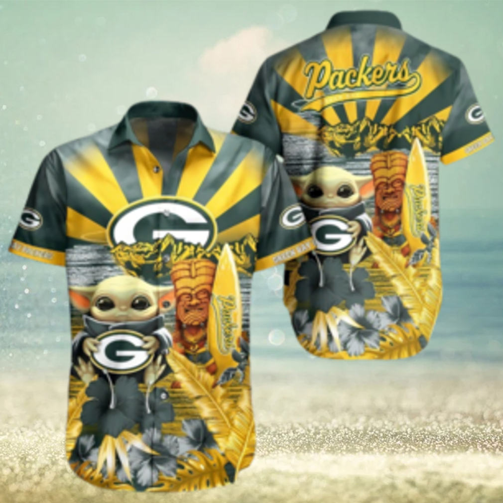 Yoda Green Bay Packers Nfl Hawaiian Full 3d Shirt 1 - Limotees