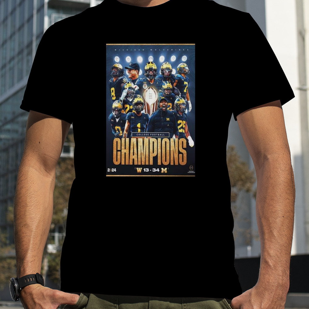 2024 CFP National Champions Are The Michigan Wolverines Football Poster T-Shirt