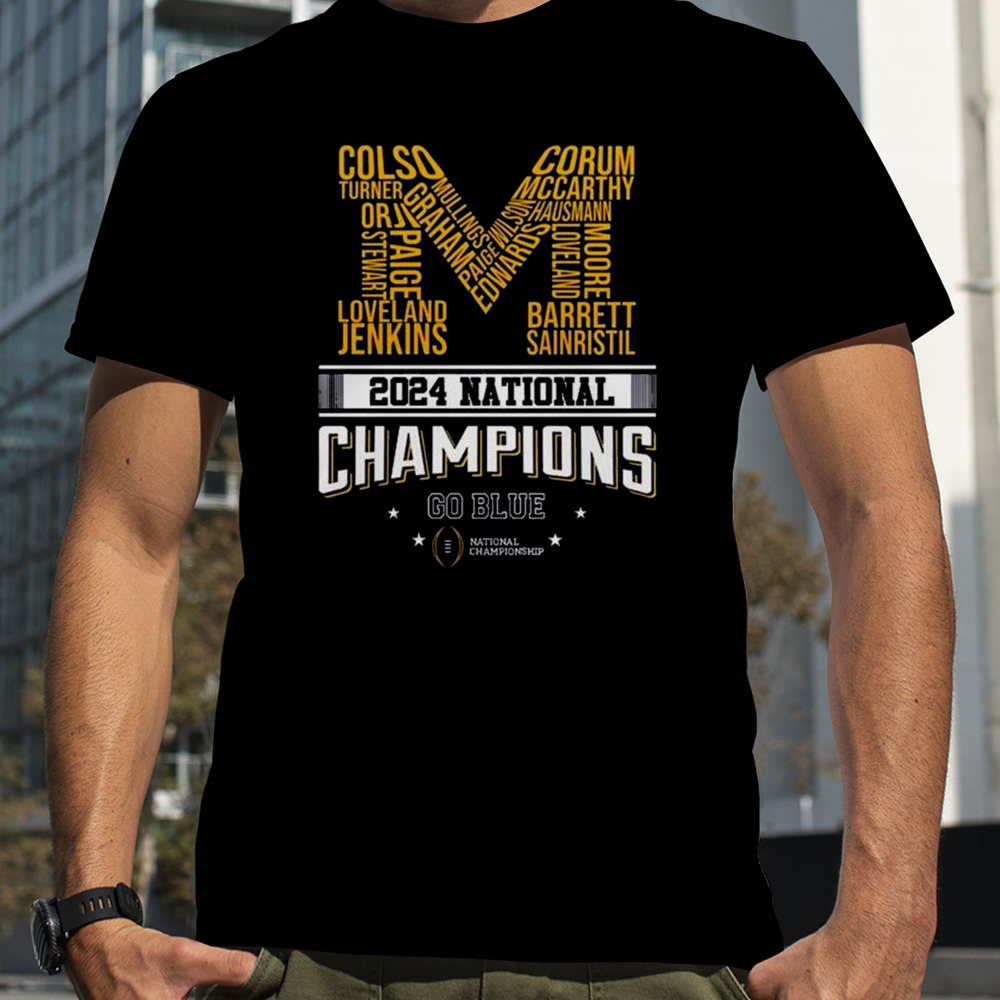 2024 National Champions Go Blue Michigan Wolverines M Logo T-Shirt