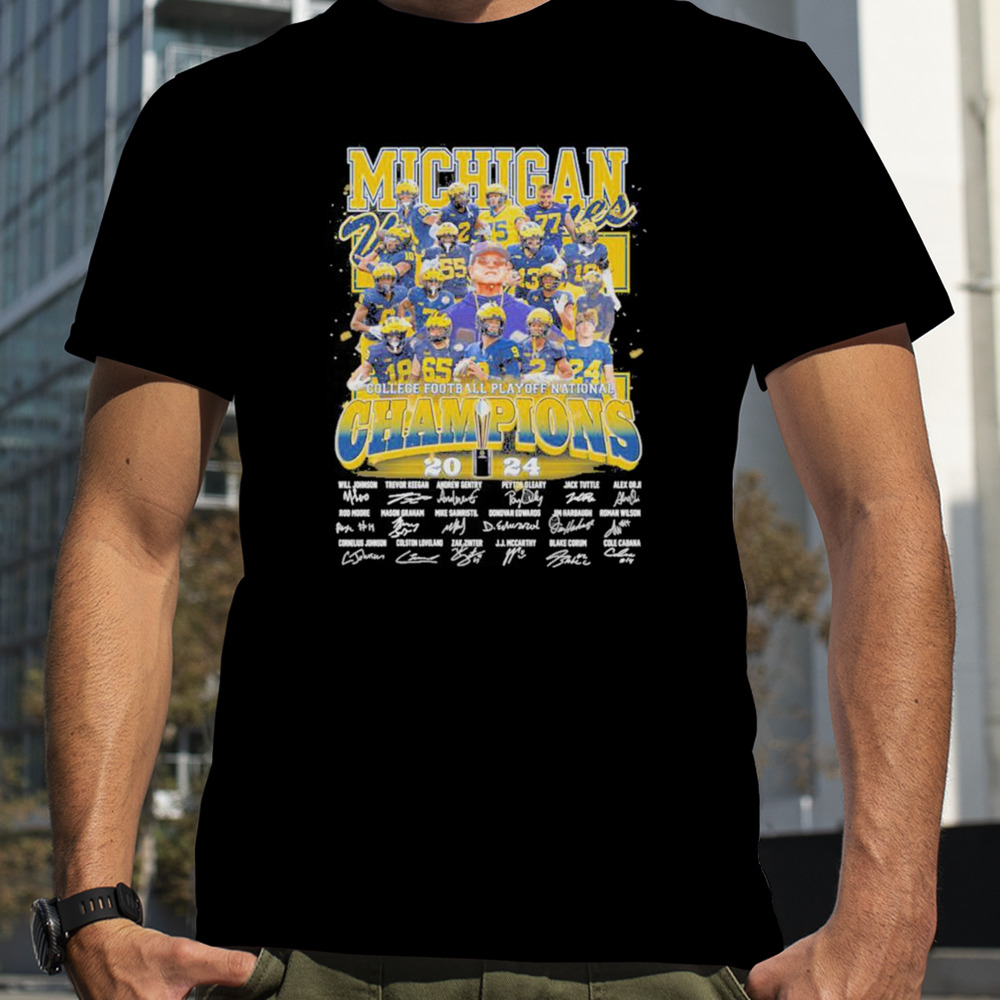 Go Blue Michigan Wolverines 2024 College Football National Champions Signatures Shirt