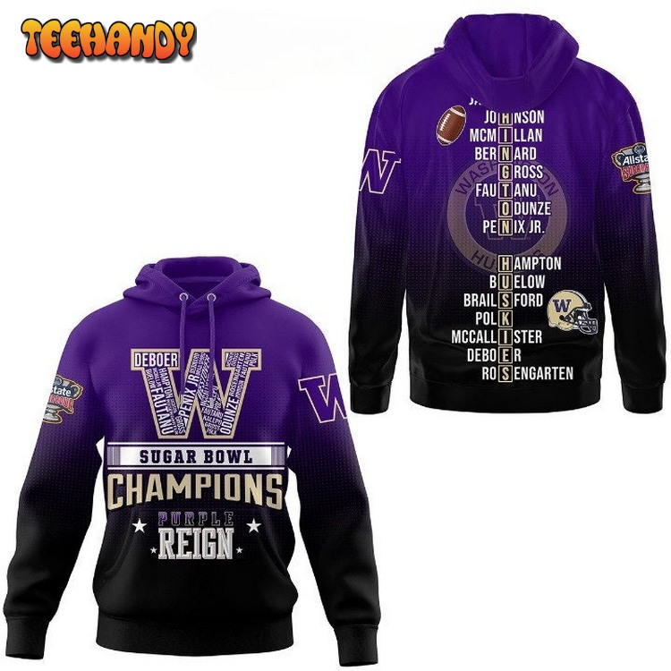 2024 Sugar Bowl Champions Washington Huskies 3D Purple Reign Hoodie