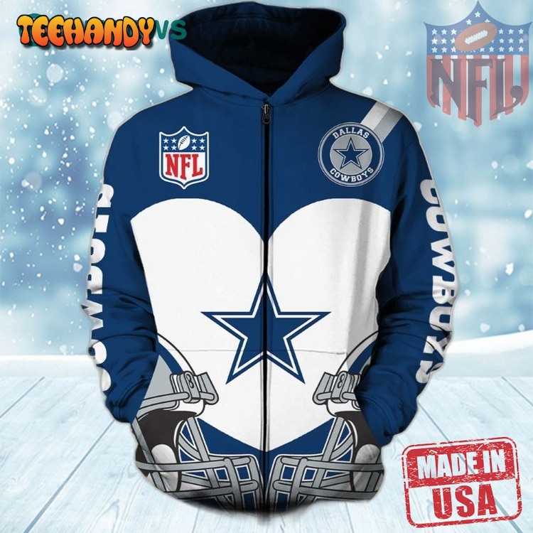 3D Puff Print Dallas Cowboys Hoodies Cute Blue Stars Graphic Gift For Fan