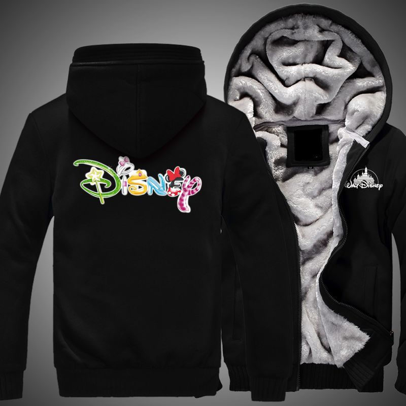 Colorful Disney Word Print 3d Fleece Zip Hoodie