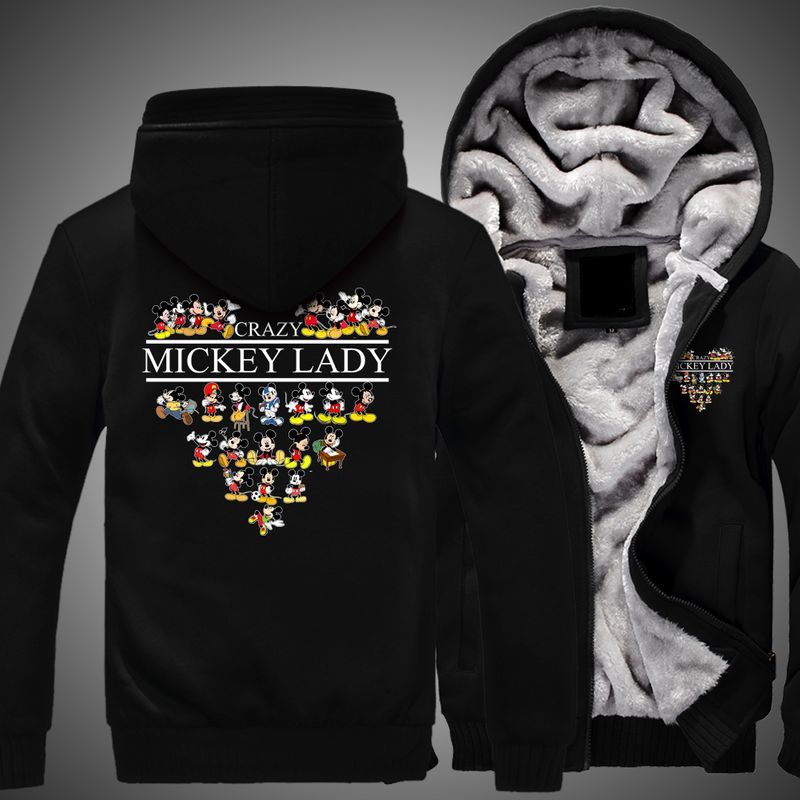 Crazy Mickey Lady Print 3d Fleece Zip 22 Hoodie