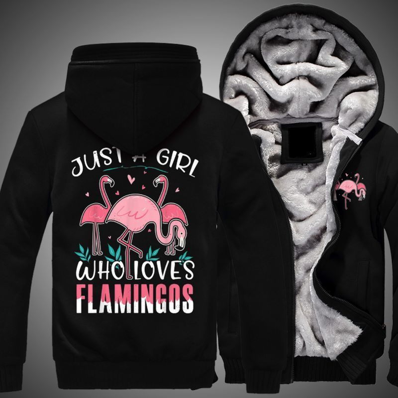 Flamingos Over Print 3d Fleece Zip Hoodie