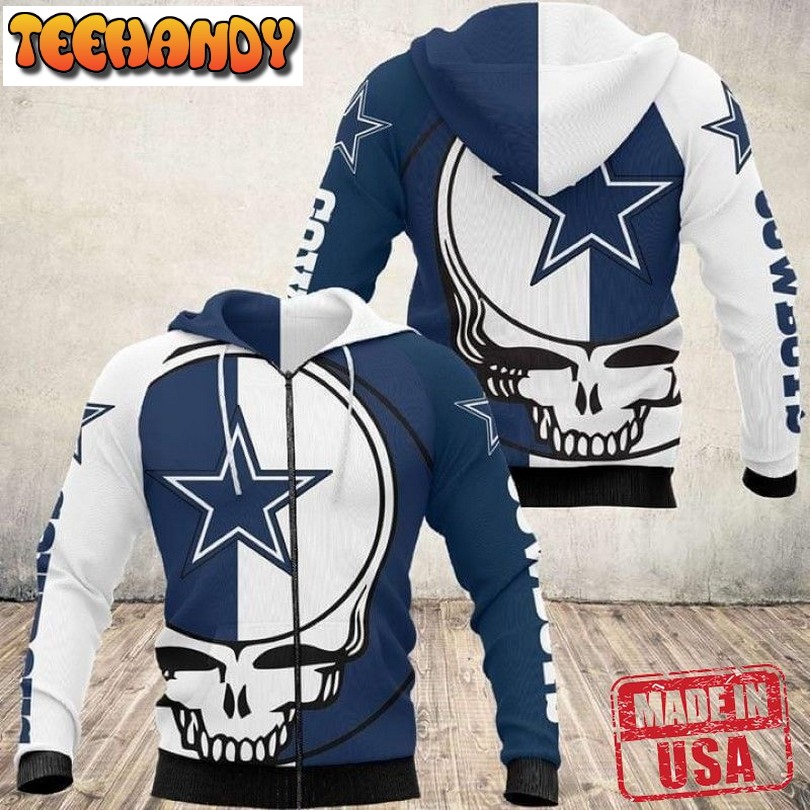 Grateful Dead Skull Dallas Cowboys Bulk 3D Printed Zip Hoodies