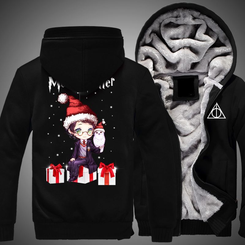 Harry Potter Merry Christmas Print 3d Fleece Zip Hoodie