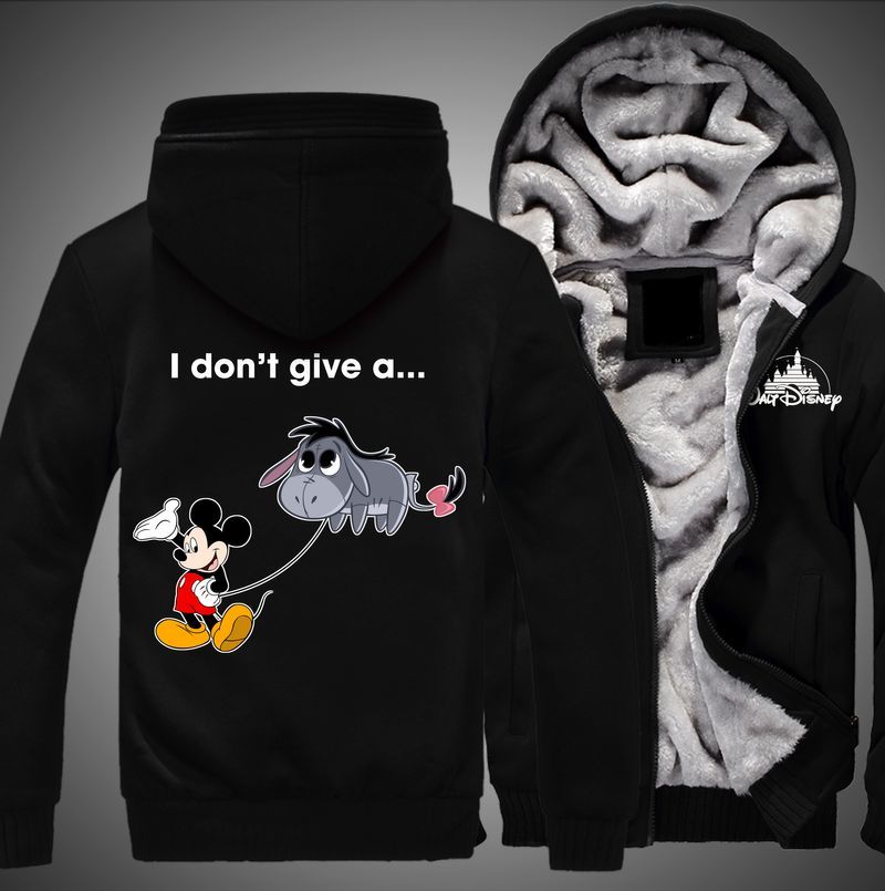 I Dont Give A Rats Ass, Mickey And Eeyore Walt Disney Over Print 3d Fleece Zip Hoodie