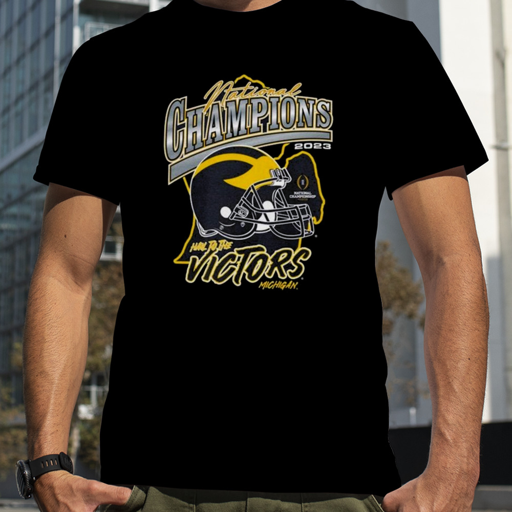 Michigan Wolverines College Football Playoff 2023 National Champions State Outline Franklin T-Shirt