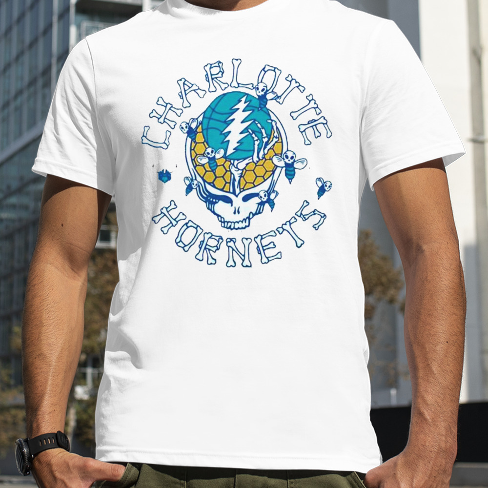 Nba X Grateful Dead X Charlotte Hornets Skull 2024 T-shirt