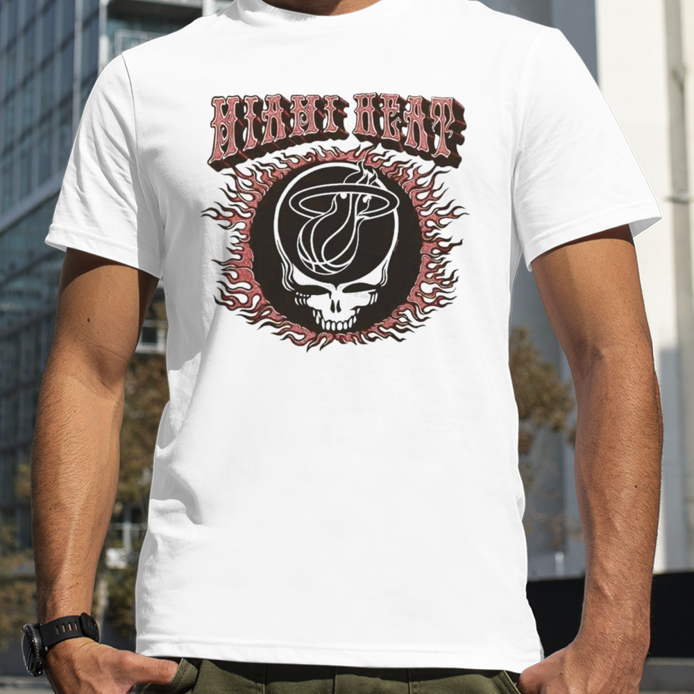 Nba X Grateful Dead X Miami Heat Flaming Skull 2024 T-shirt