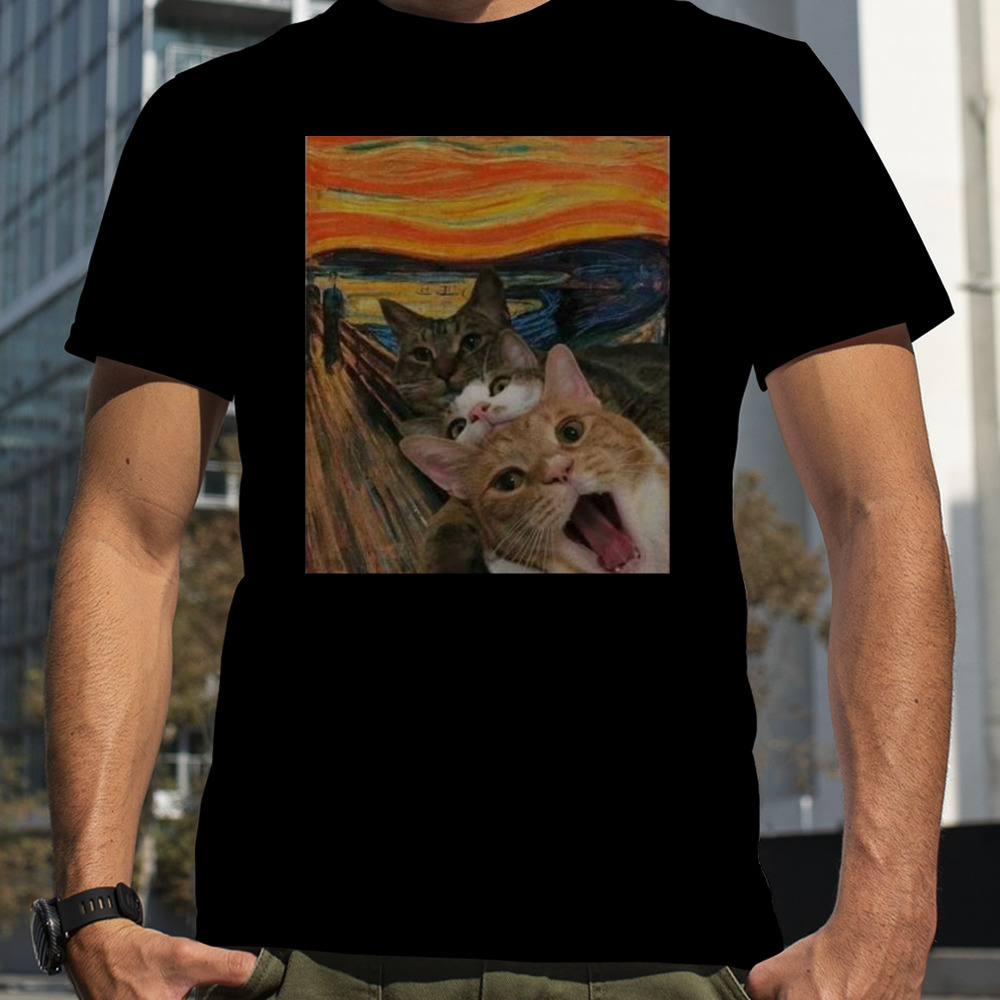 Three Cats Screaming The Starry Sky Cute T-Shirt