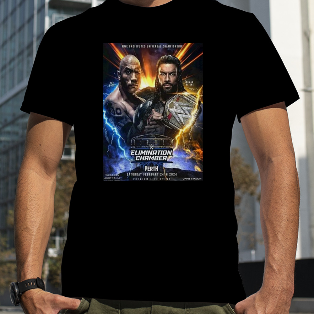 WWE Undisputed Universal Championship Roman Reigns Vs The Rock At Elimination Chamber T-Shirt