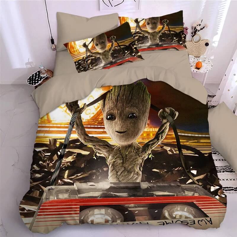 3D Guardians of the Galaxy Groot Star Lord Rocket Bedding Set