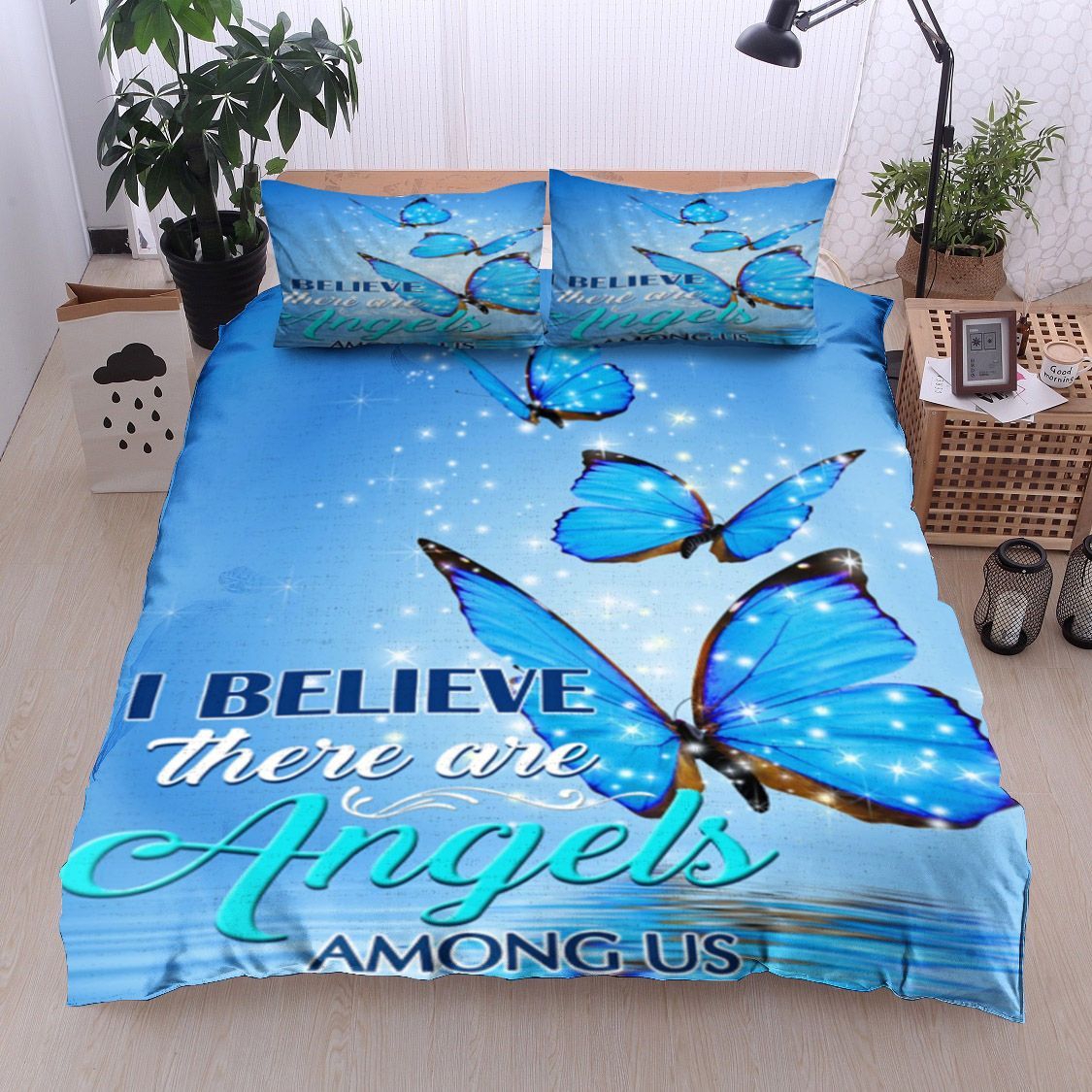 3d Butterfly I Believe There Are Angels Among Us Cotton Bed Sheets Spread Comforter Duvet Cover Bedding Sets