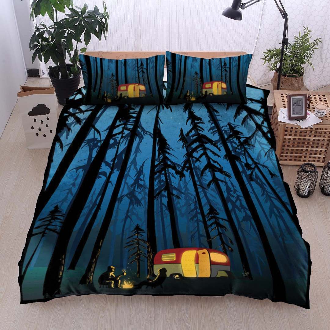 3d Camping Car In The Forest At Night Cotton Bed Sheets Spread Comforter Duvet Cover Bedding Sets