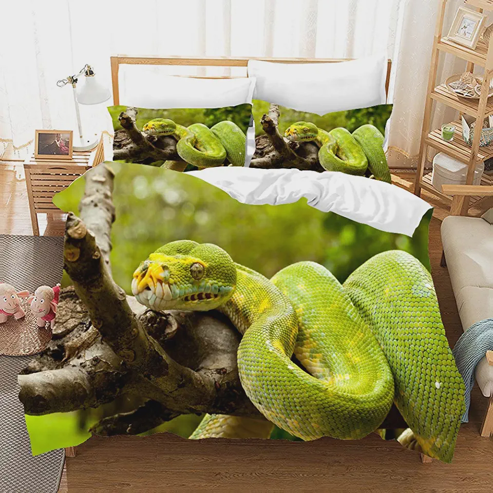 3d Green Python Bed Sheet Duvet Cover Bedding Sets