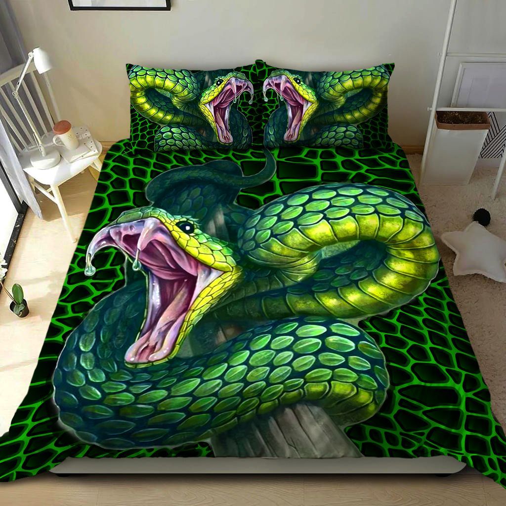 3d Green Snake Cotton Bed Sheets Spread Comforter Duvet Cover Bedding Sets