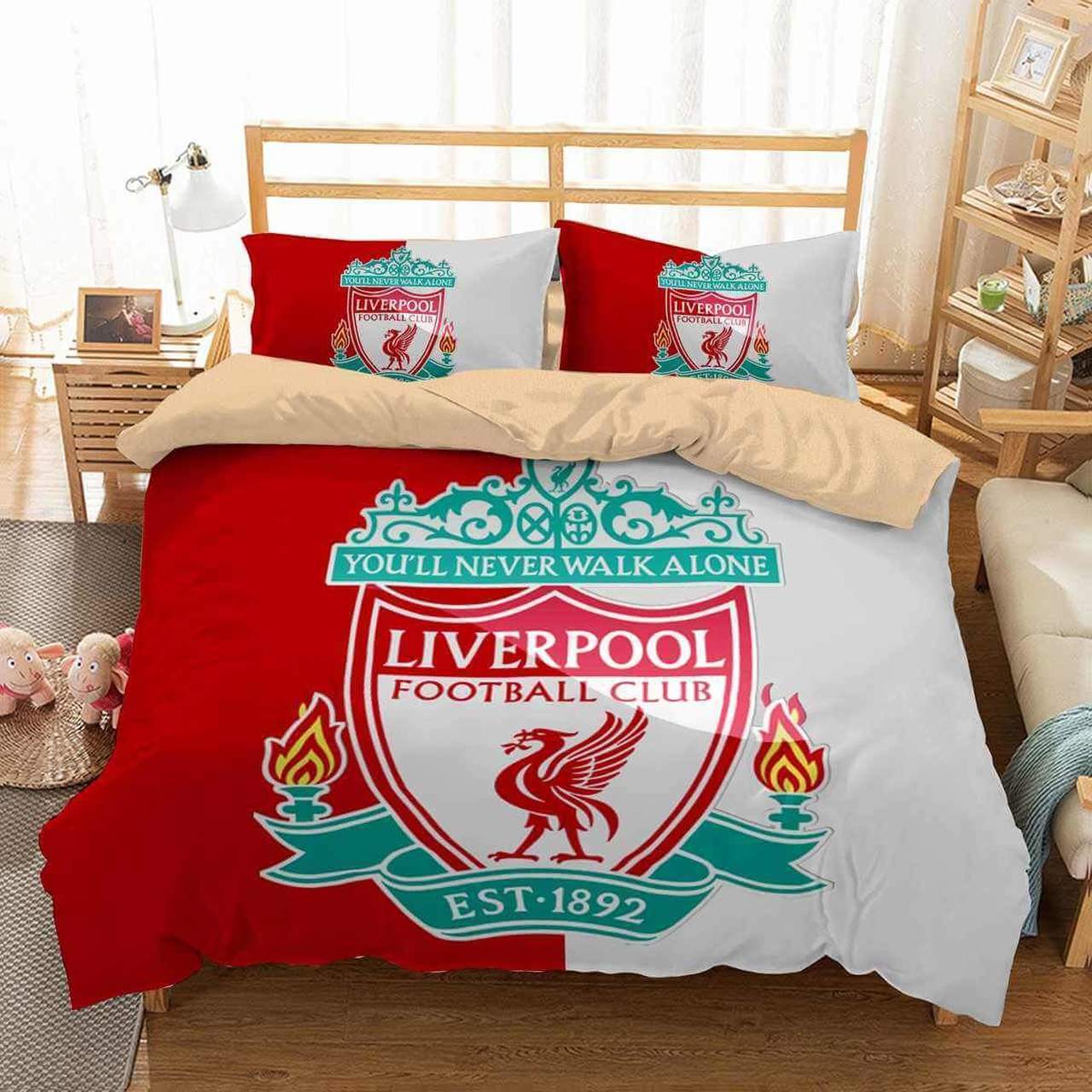 3d Liverpool Football Club Logo Soccer Duvet Cover Bedding Set