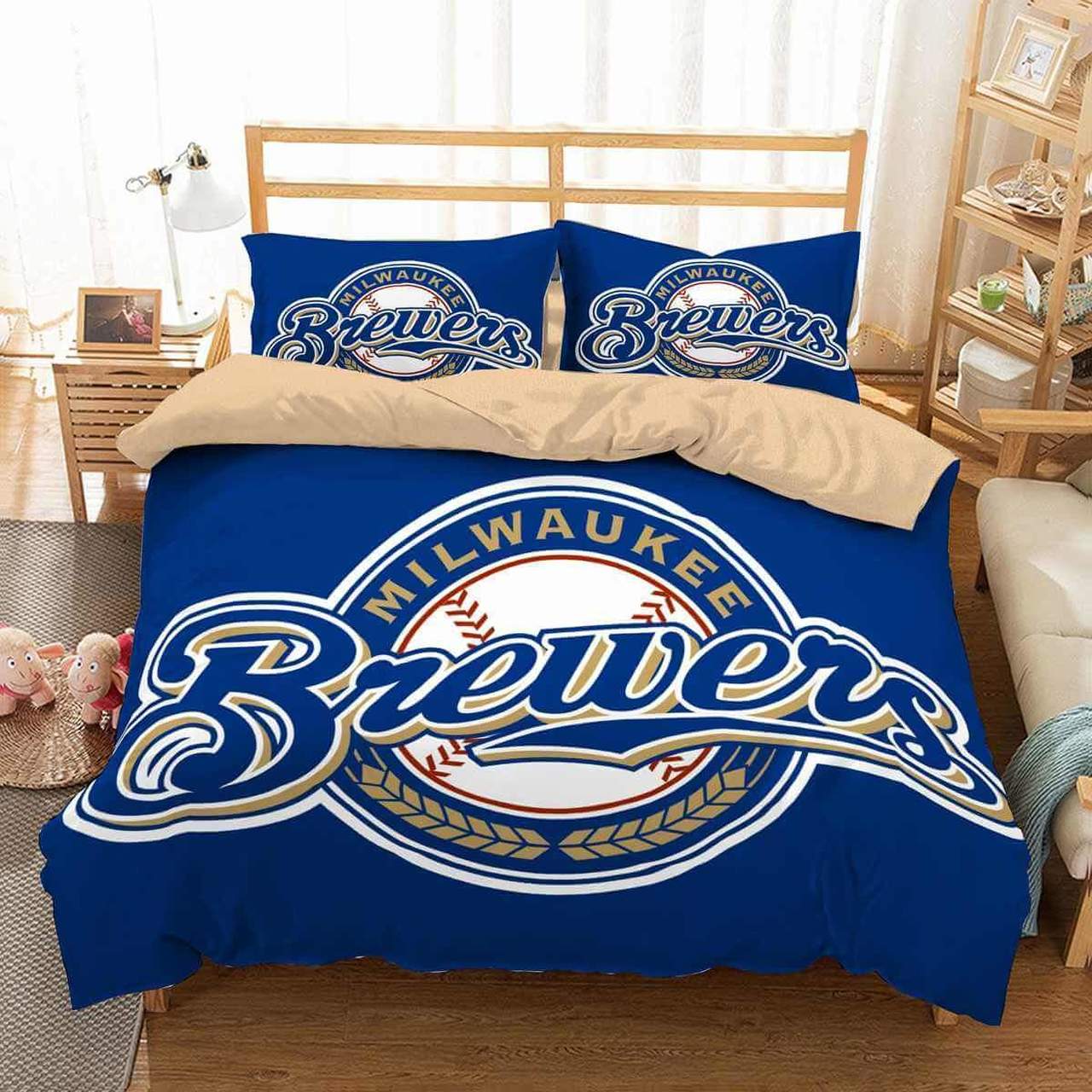 3d Milwaukee Brewers Duvet Cover Bedding Set