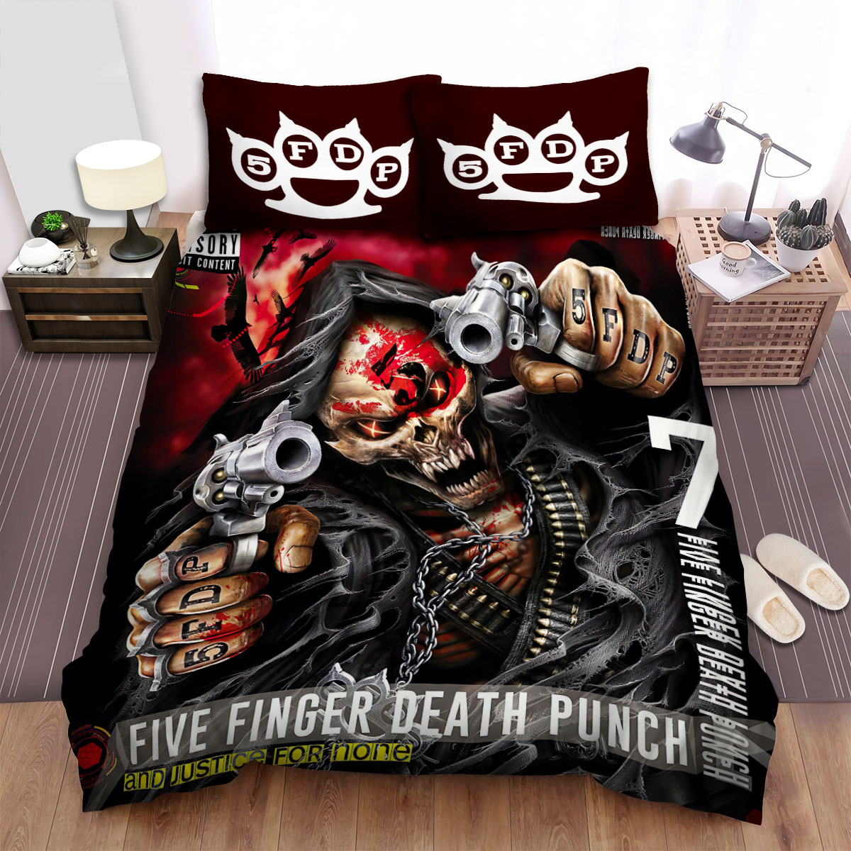 5fdp Skull Five Finger Death Punch Bed Sheets Spread Comforter Duvet Cover Bedding Sets