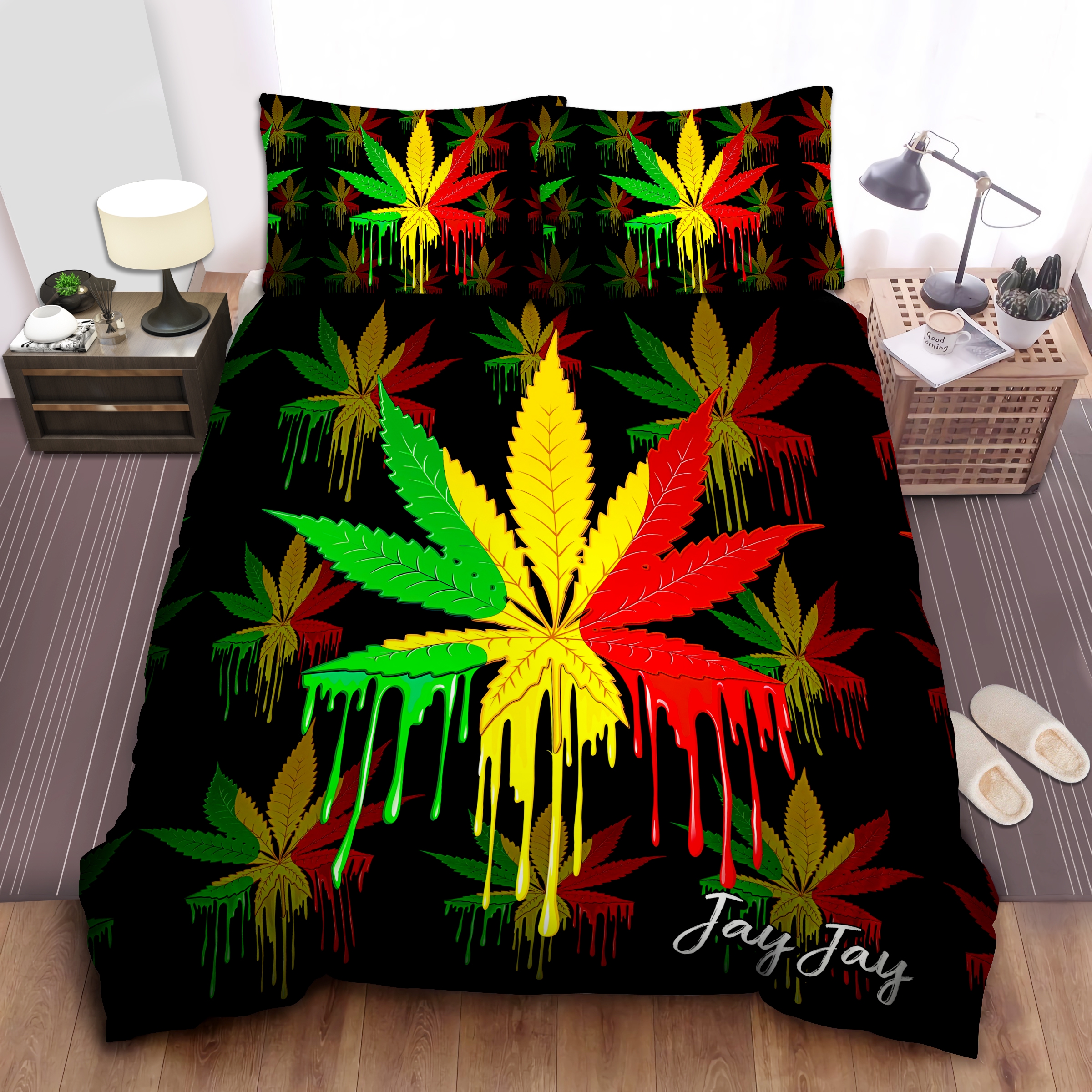 African Color Weed Personalized Custom Name Duvet Cover Bedding Set