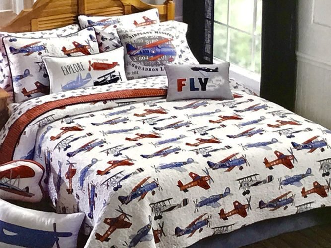 Airplane Twin Fly And Explore Cotton Bed Sheets Spread Comforter Duvet Cover Bedding Sets