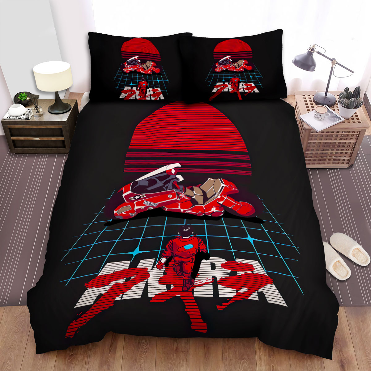 Akira Kaneda And His Bike In Modern Digital Illustration Bed Sheets Spread Comforter Duvet Cover Bedding Sets