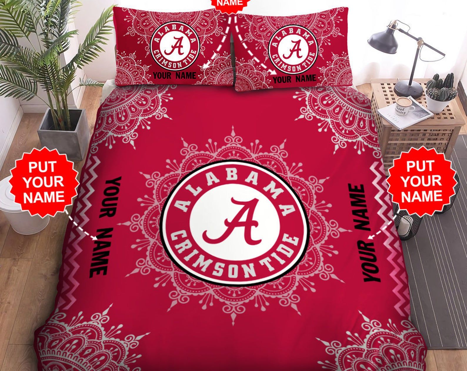 Alabama Crimson Tide Custom Name Duvet Cover Set